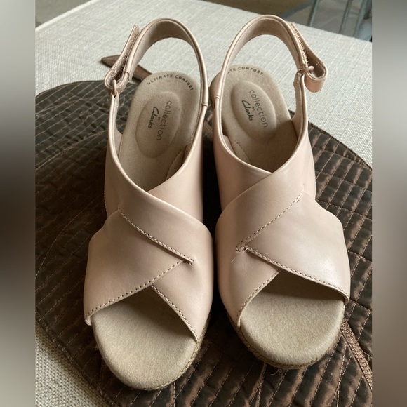 Clarks Leather Rope Wedge Sandals, Lafley Alaine, Blush, Size 7, Espadrilles NWT - Picture 3 of 12